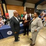 Congressman Thompson speaking with representatives from US Department of Homeland Security