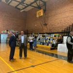Congressman Bennie Thompson in gymnasium for art competition