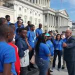 Congressman Bennie Thompson talking with Pyramid on Capitol steps