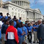 Congressman Bennie Thompson talking with Pyramid on Capitol steps