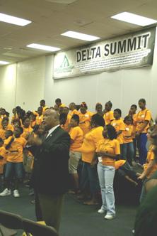 Congressman Bennie Thompson speaking at school
